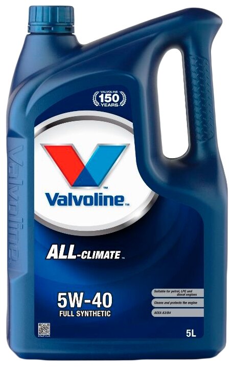 Синтетическое моторное масло VALVOLINE All-Climate Diesel C3 5W-40, 5 л, 4.5 кг, 1 шт