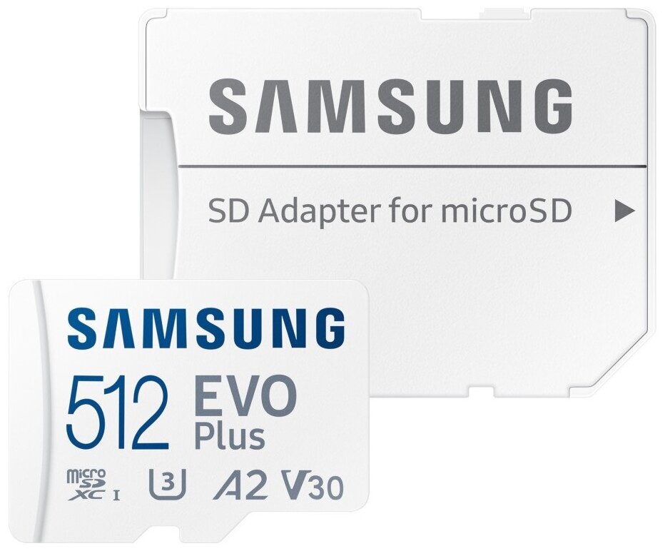 Карта Памяти micro Sdxc 512Gb Samsung EVO Plus Uhs-i U3 V30 A2 + ADP .