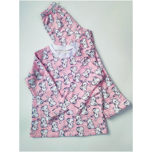 Пижама, размер 98, белый, розовый