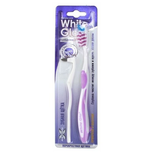 White glo Зубная щётка White Glo Medium + ластик для удаления налёта, средняя жесткость