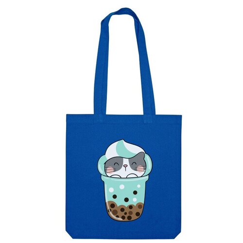 Сумка шоппер Us Basic, синий мужская футболка котик в стакане мороженого m белый