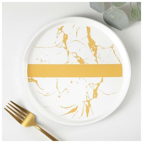 фото Тарелка десертная "gold" 20х2 см, цвет белый 6943263 сима-ленд