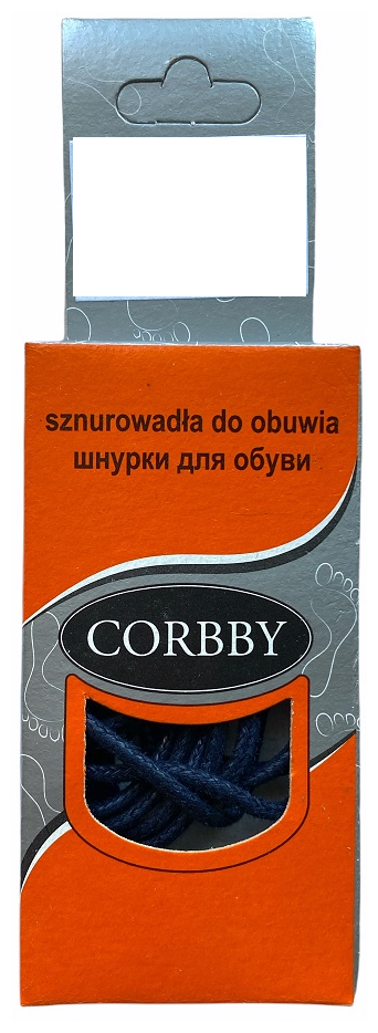 Corbby шнурки, тонкие, темно-синие 60 см. Хлопок с пропиткой.