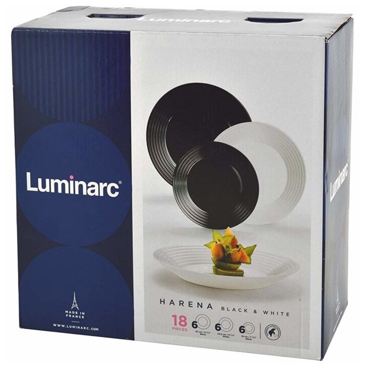 Столовый набор Luminarc Harena black and white 18 предметов - фотография № 4