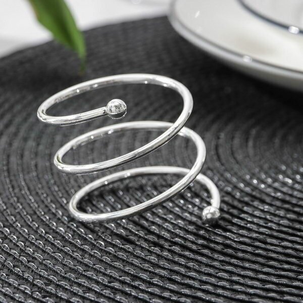 Кольцо для салфеток "Спираль", 4.5x4 см, цвет серебряный