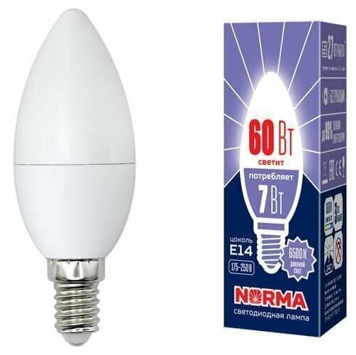 Светодиодная лампа VOLPE LED-C37-7W/DW/E14/FR/NR картон