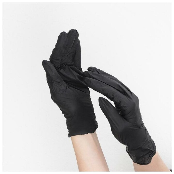 Перчатки одноразовые нитрил Household Gloves/Libry черные, р. L, 50 пар/уп - фотография № 3