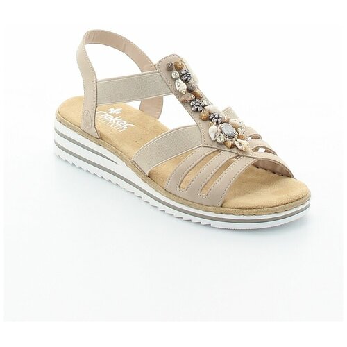 фото Босоножки rieker женские летние, размер 37, цвет бежевый, артикул v0649-62
