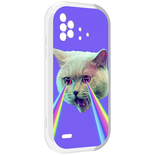 Чехол MyPads кот с радугой в глазах для UMIDIGI Bison X10 / X10 Pro задняя-панель-накладка-бампер