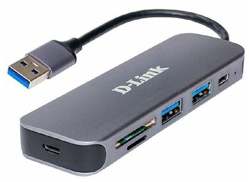 Разветвитель USB 3.0 D-Link DUB-1325/A2A серый - фото №1