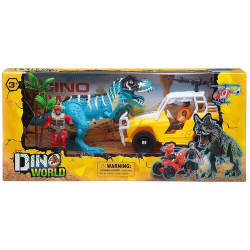 фото Набор игровой junfa"мир динозавров" (большой динозавр, джип- сафари, фигурка человека, аксесcуары), в коробке junfa toys