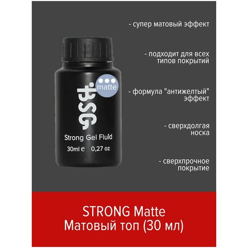 BSG Strong Gel MATTE - топ матовый 30 мл (без кисточки) идеальная матирующая эмульсия perfect matte fluid 40 мл