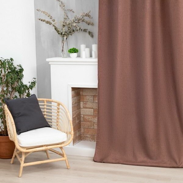 Штора портьерная "Классика" цвет коричневый, на шторн. ленте 145х265 см,100% п/э