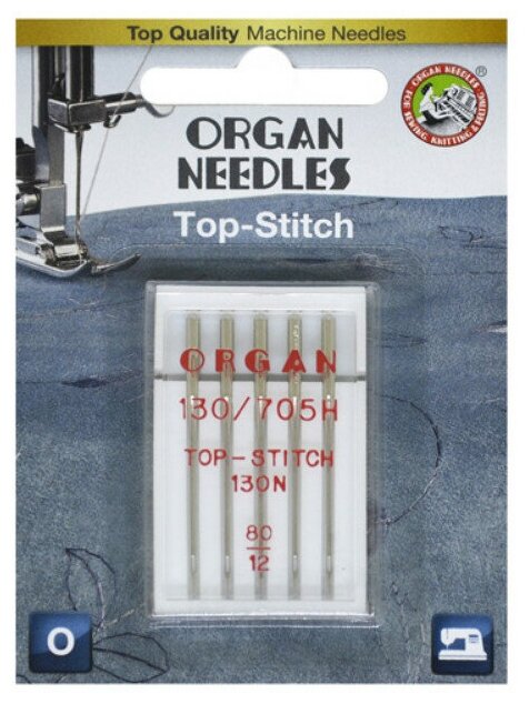 Иглы для швейных машин Organ TOP STITCH 5/80 Blister для толстой нити - фотография № 9