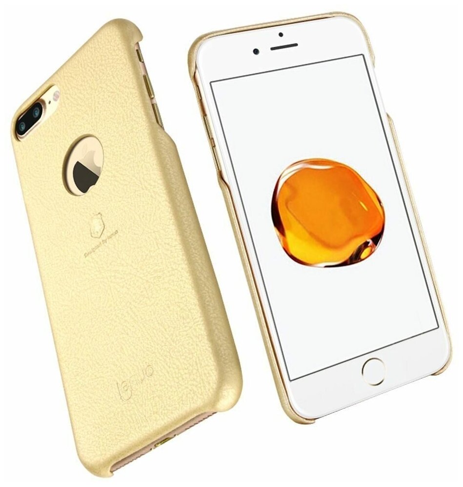 Кожаная накладка LENUO для iPhone 7 Plus (золотой)