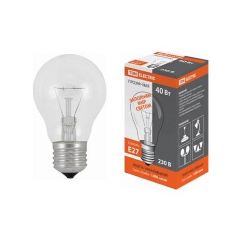 фото Лампа накаливания б 230-40, 40 вт, е27 sq0343-0017 (упаковка 20 шт) tdm еlectric