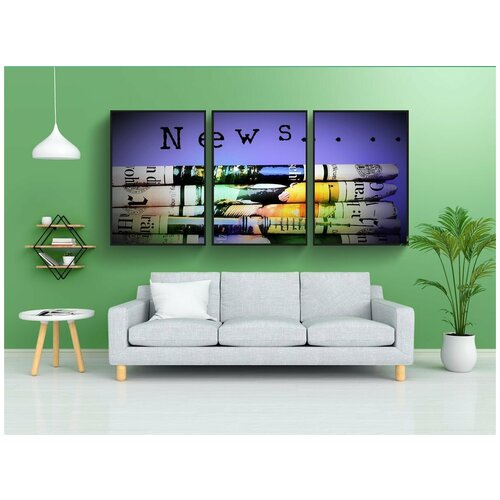 фото Набор модулных постеров для интерьера "газета, рука, палец" 60x90 см. в тубусе, без рамки lotsprints