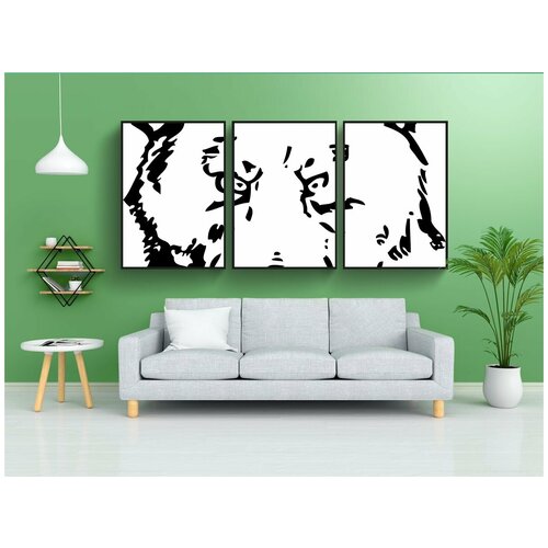 фото Набор модулных постеров для интерьера "нести, животное, гризли" 60x90 см. в тубусе, без рамки lotsprints