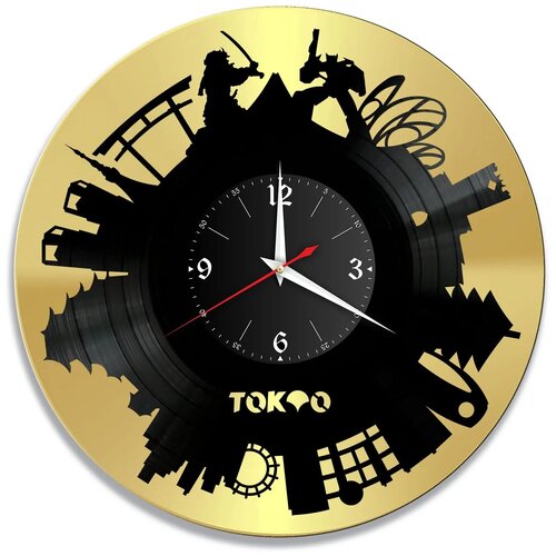 фото Часы настенные "город токио, золото" из винила, №1 redlaser