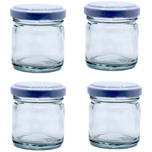 Стеклянная банка 30 мл с металлической белой крышкой (4 шт)