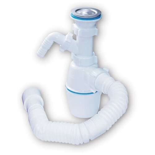 Сифон Сантехпродукт Е-40051 для мойки бутылочный с отводом и гибкой трубой 1 1/2