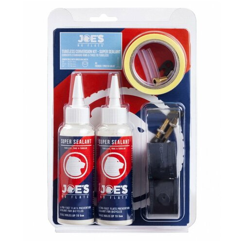 Комплект для установки бескамерной системы Joe's No-Flats Tubeless Conversion kit XC 26-29, Super Sealant, велониппель