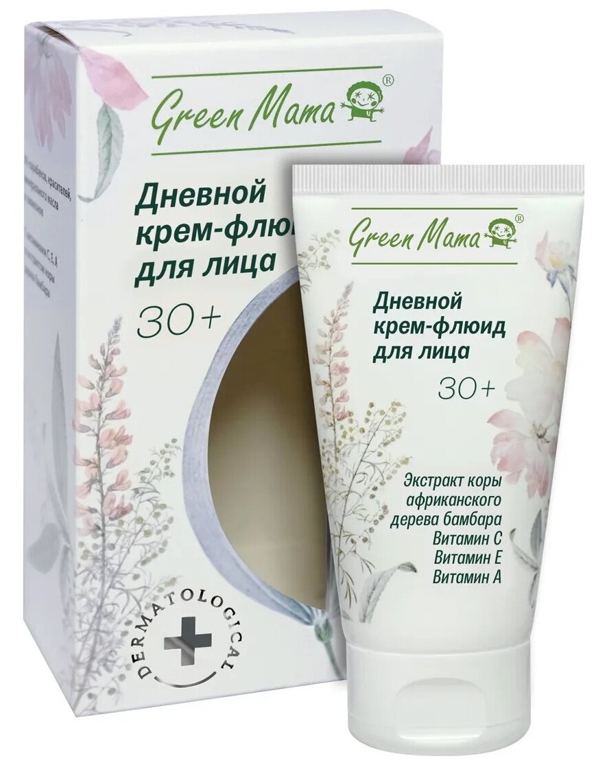 Green Mama Дневной крем-флюид для лица с экстрактом коры африканского дерева бамбара