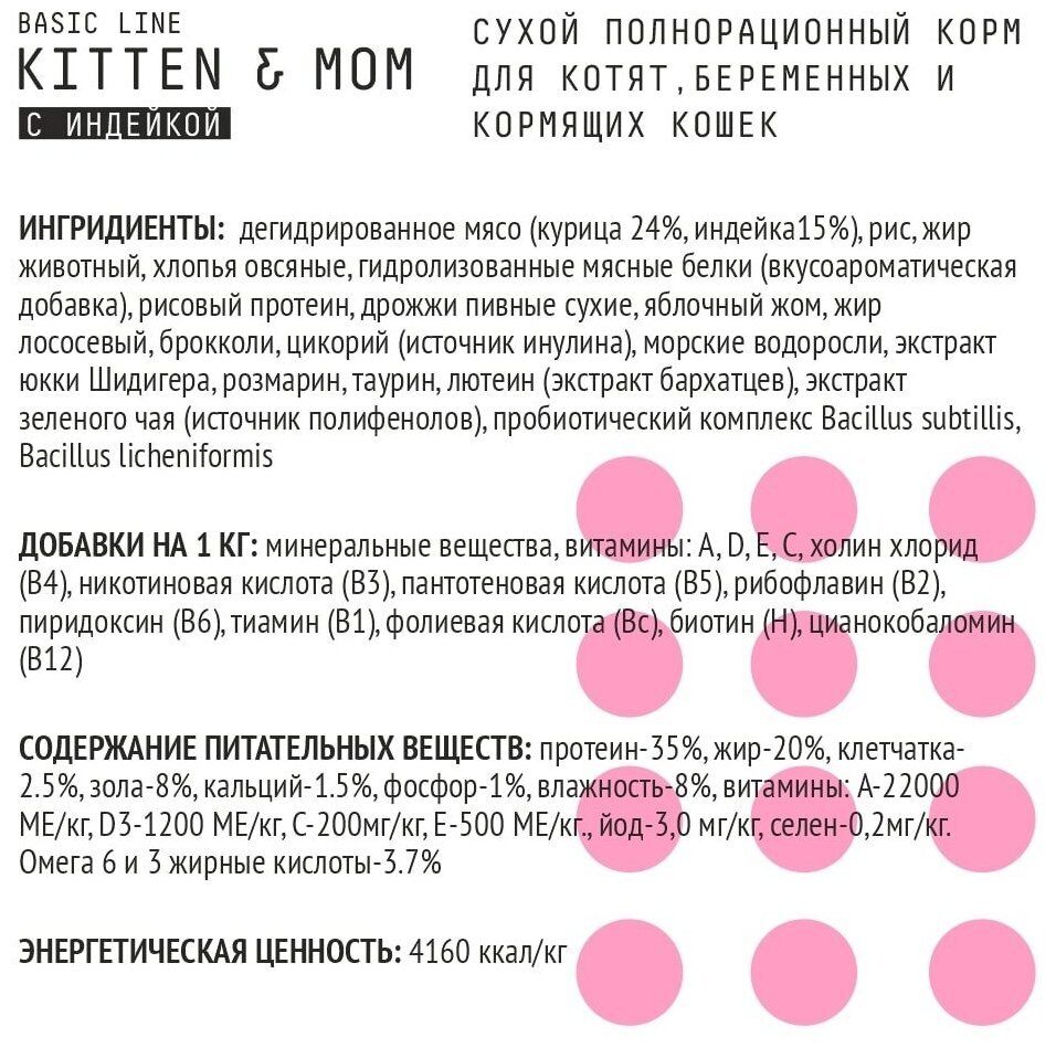 Сухой низкозерновой корм AJO Kitten & Mom для котят, беременных и кормящих кошек 1,5 кг — фото 1
