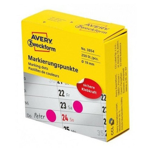 Этикетки Avery Zweckform 3854, универсальная, 70г/м2, красный, 250шт