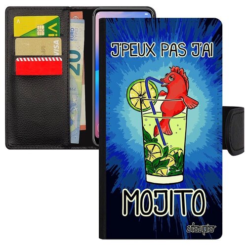 фото Защитный чехол- книжка для мобильного // galaxy a5 2017 // "не могу - у меня мохито!" пиво принт, utaupia, синий