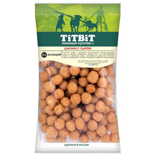 Лакомство для собак Titbit Шарики с сыром Золотая коллекция, 95 г titbit titbit шарики с сыром для собак золотая коллекция 95 г