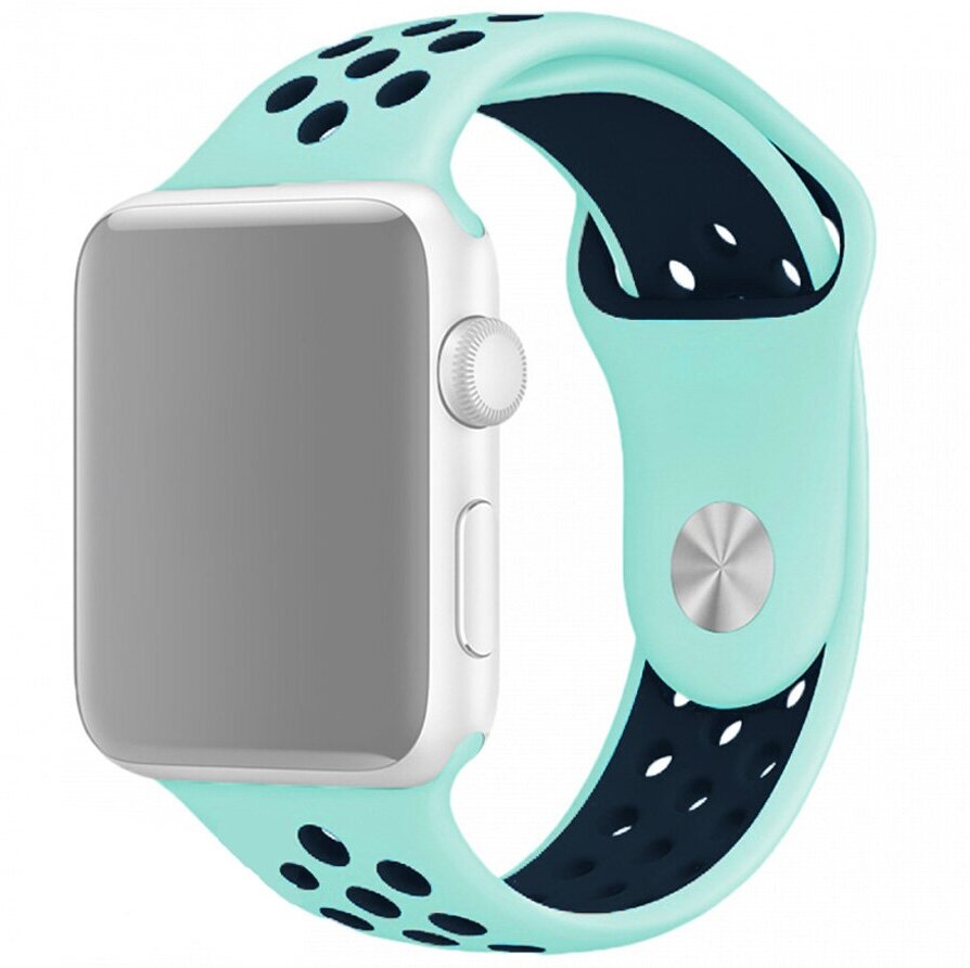 Ремешок на смарт часы Apple Watch (Эпл Вотч) 38/40/41 мм InnoZone Vent - Синий/Розовый силиконовый спортивный