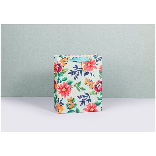 фото Пакет подарочный, яркие цветы, 23*18*10 см, 1 шт. дон баллон