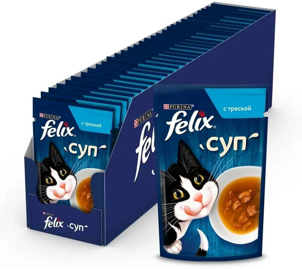 Влажный корм Felix Суп для взрослых кошек, с треской 48г х 36 - фотография № 15