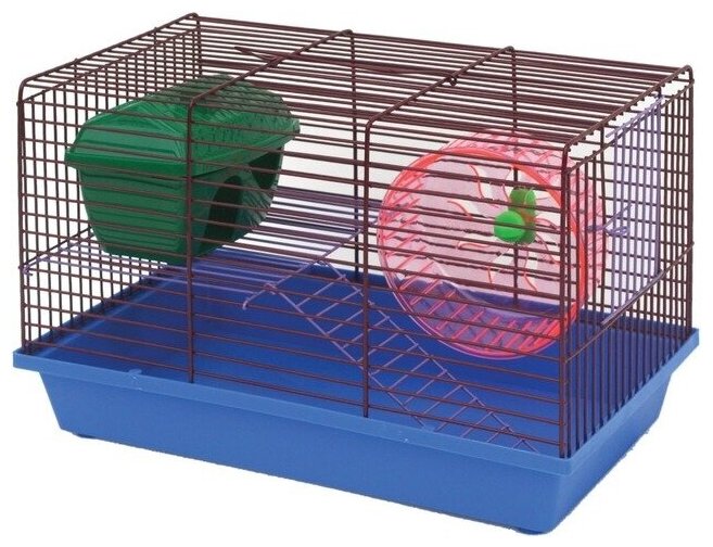 Клетка Зоомарк 2-х этажная комплект для грызунов (36 х 24 х 27 см), 125ж, цвет микс