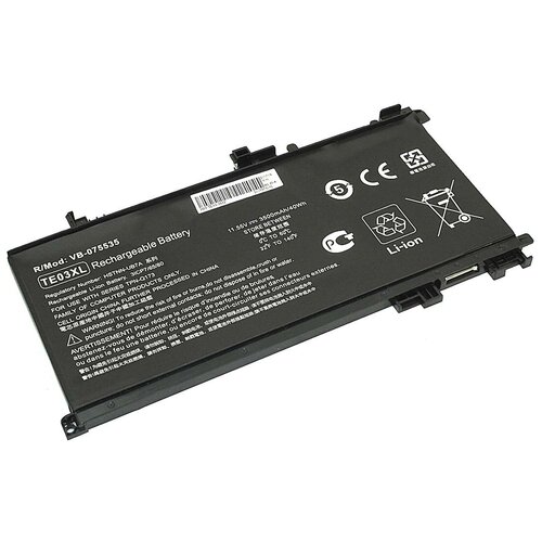Аккумуляторная батарея для ноутбука HP TPN-Q173 (TE03-3S1P) 11,55V 3500mAh OEM черная аккумулятор акб аккумуляторная батарея te03 3s1p для ноутбука hp tpn q173 11 55в 5150мач черная