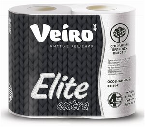 Туалетная бумага Veiro Elite Extra 4 шт, белый, без запаха