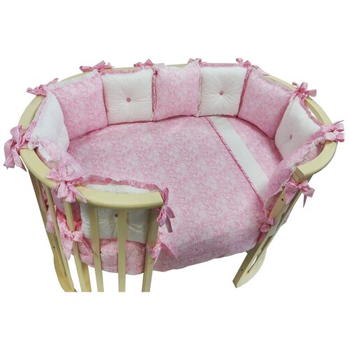 Комплект для овальной кроватки Sonia Kids Версаль, Сатин розовый комплект soni kids жакеюбочка реверанс р 86 мульти 35121012вл