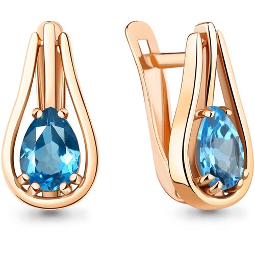 Серьги из золочёного серебра Aquamarine А4771005-п с топазом