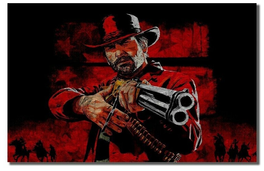 Картина интерьерная на рельефной доске, рисунок игра RDR Red Dead Redemption Артур Морган - 6573 Г