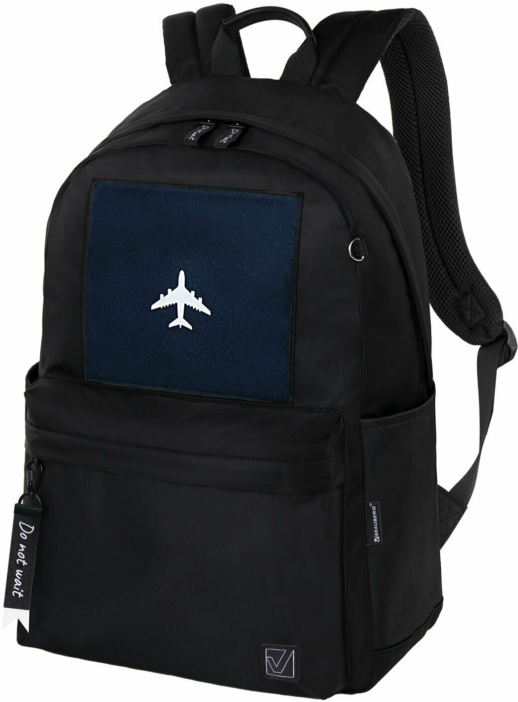 Рюкзак BRAUBERG FASHION CITY универсальный, карман-антивор, "Airplane", черный, 44х31х16 см, 271675
