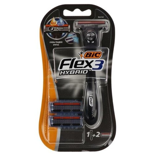 Набор BIC Hybrid 3 Flex, станок для бритья, + 2 кассеты с 3 лезвиями./В упаковке шт: 1 станок бритвенный bic flex 3 hybrid 2 кассеты