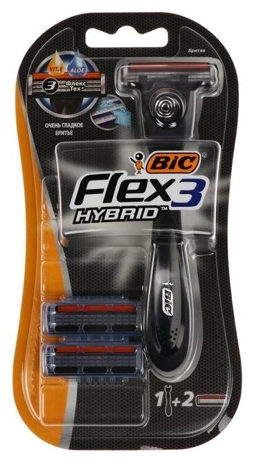 Набор BIC Hybrid 3 Flex, станок для бритья, + 2 кассеты с 3 лезвиями 5697906