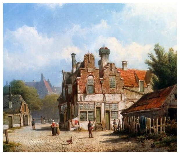 Репродукция на холсте Голландский пейзаж (A Dutch Town Scene) Куккук Виллем 58см. x 50см.