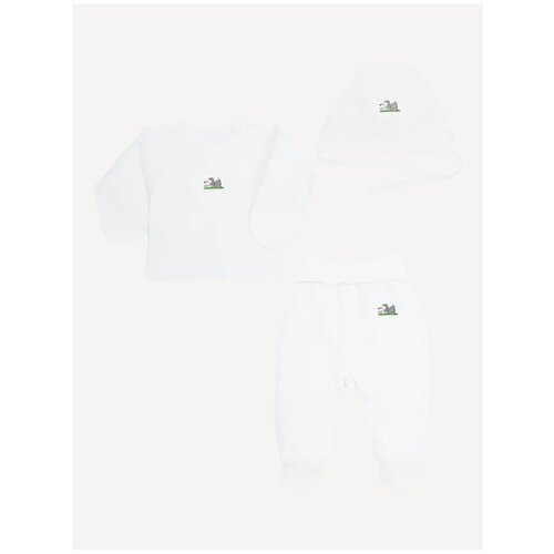 602-23/56 Комплект для малыша 3пр. (Чепчик, ползунки, распашонка на кнопках) р.56 молочный