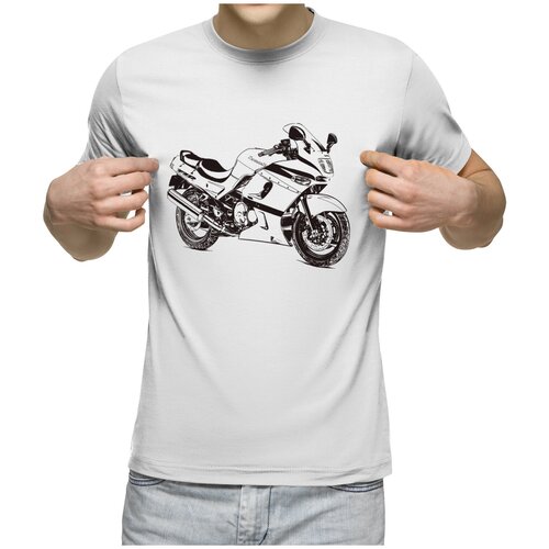 фото Мужская футболка «мотоцикл kawasaki» (l, белый) us basic