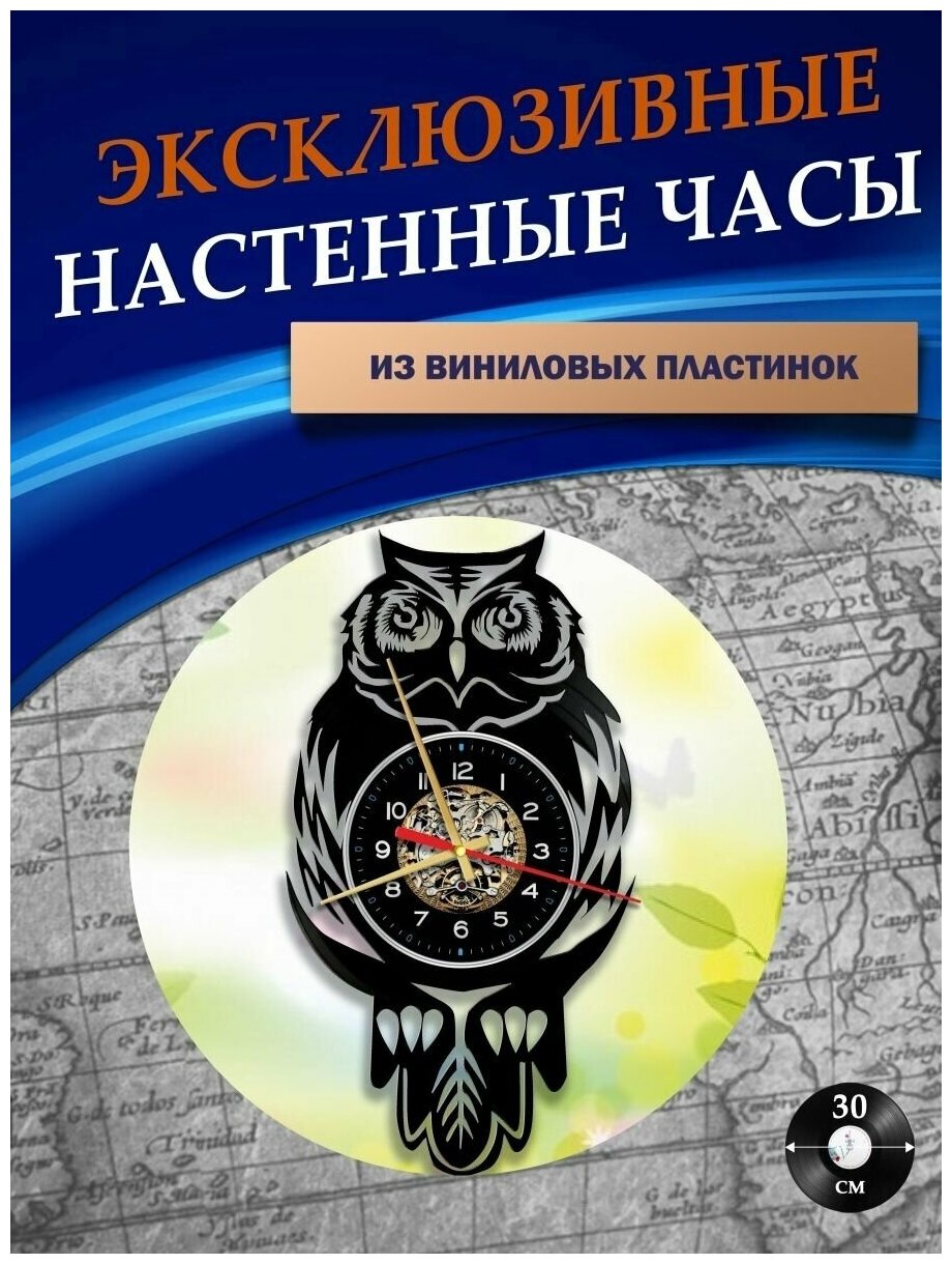 Часы настенные из Виниловых пластинок - Совы (без подложки)