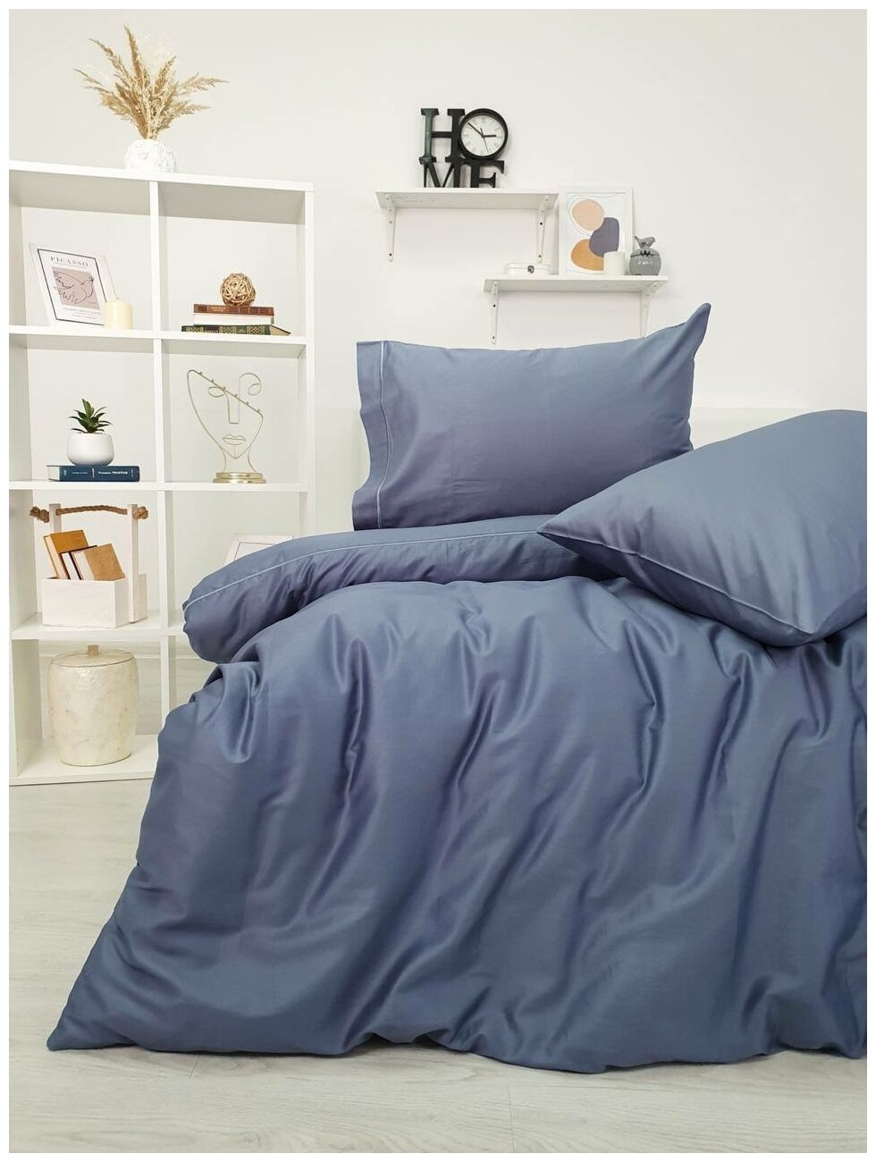 Комплект постельного белья Tivolyo home CASUAL, евро, синий