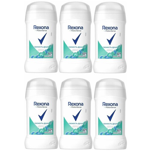 Дезодорант-антиперспирант карандаш Rexona Свежесть душа женский 40 мл, 6 упаковок