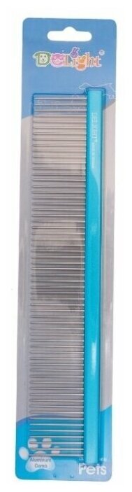 Расчёска DeLIGHT алюм. 25 см с плоской синей ручкой, зуб 3,6 см - фотография № 5